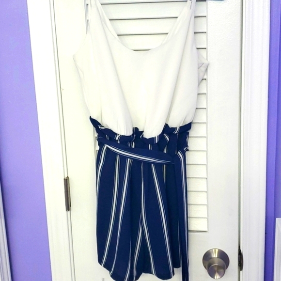 Lily Rose Blue & White striped romper Juinors XS - Picture 2 of 7